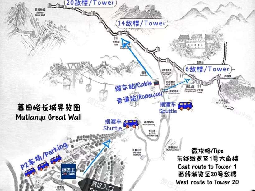 Mutianyu Great Wall Bus, Departure 8/9/10am, Return 3/4/5pm - Nonstop Beijing to Mutianyu: The Schedule That Keeps Your Options Open