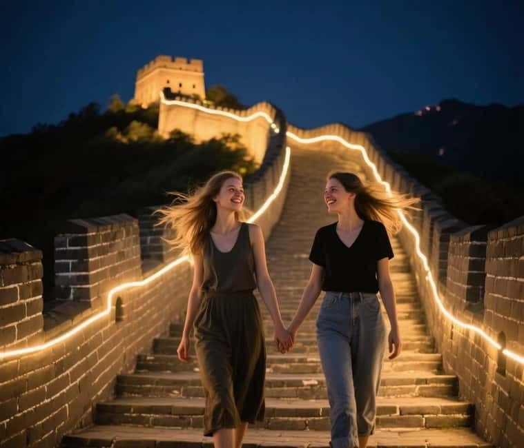 Sunset Glow at Mutianyu Great Wall Night Bus Tour+Ticket - Mutianyu at Night: Why the Illuminated Wall Feels So Different